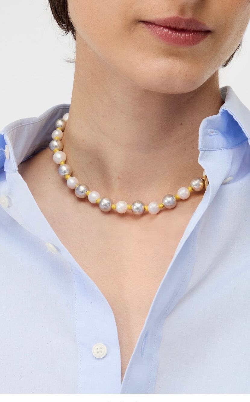 Clare V faux pearl and bead choker necklace.